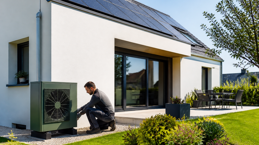 Installation d'une pompe à chaleur verte sur une maison individuelle de 120m2 en France