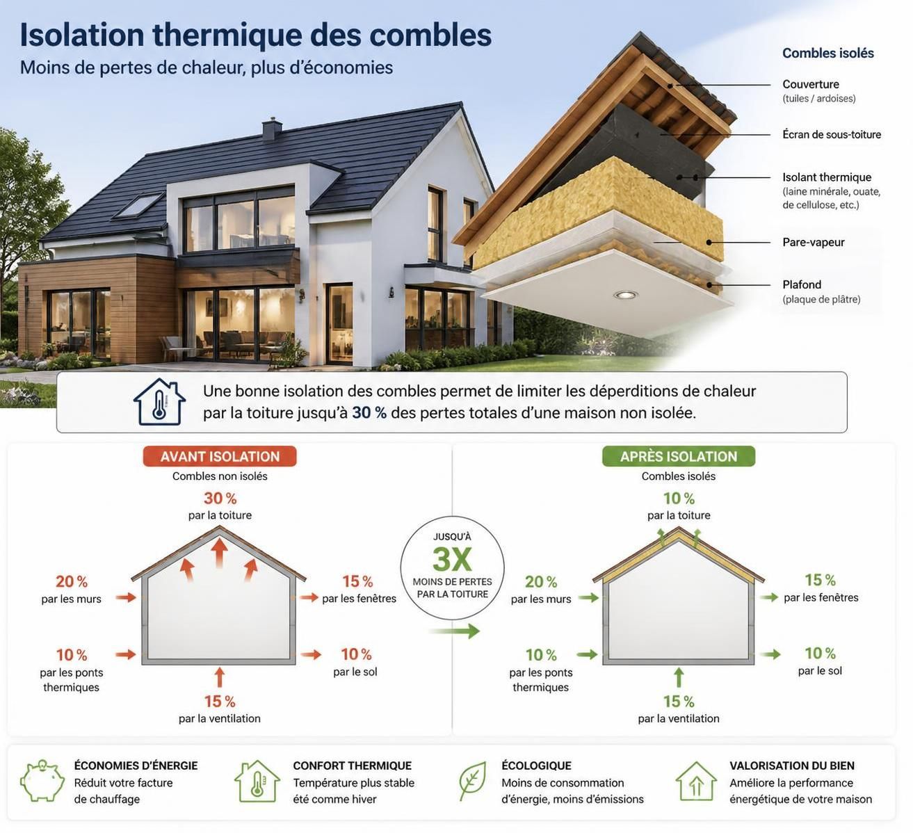découvrez comment l'isolation des combles peut réduire votre facture énergétique, améliorer le confort de votre maison et vous faire réaliser des économies durables.