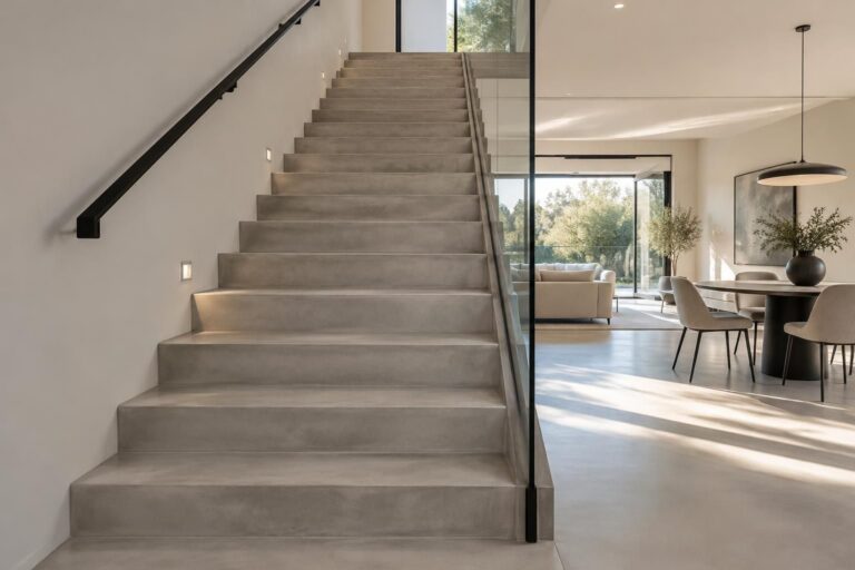 découvrez les avantages de l’escalier en béton ciré, ses finitions possibles et nos conseils pour l’entretenir et préserver son aspect durablement.